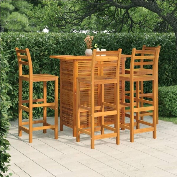 5 Piece Garden Bar Set Solid Wood Acacia vidaXL