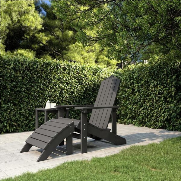 Garden Adirondack Chair with Footstool HDPE Anthracite vidaXL
