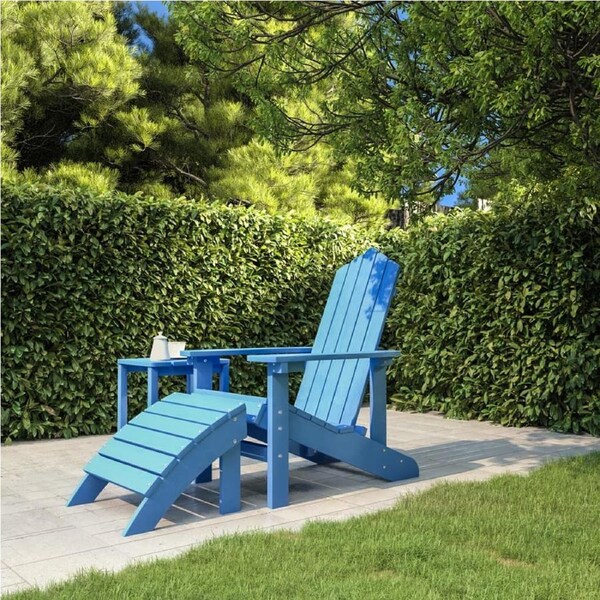 Garden Adirondack Chair with Footstool HDPE Aqua Blue vidaXL