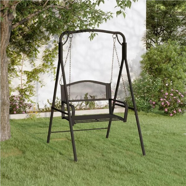 Swing Bench 124 cm Black Steel vidaXL