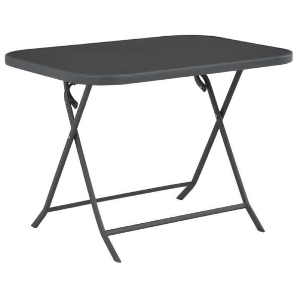 Folding Garden Table Grey 100x75x72 cm Glass and Steel vidaXL