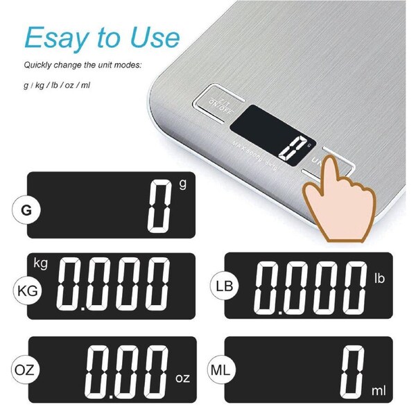 5kg/1g Kitchen Digital Scale LCD Electronic Balance Food Weight Postal Scales silver