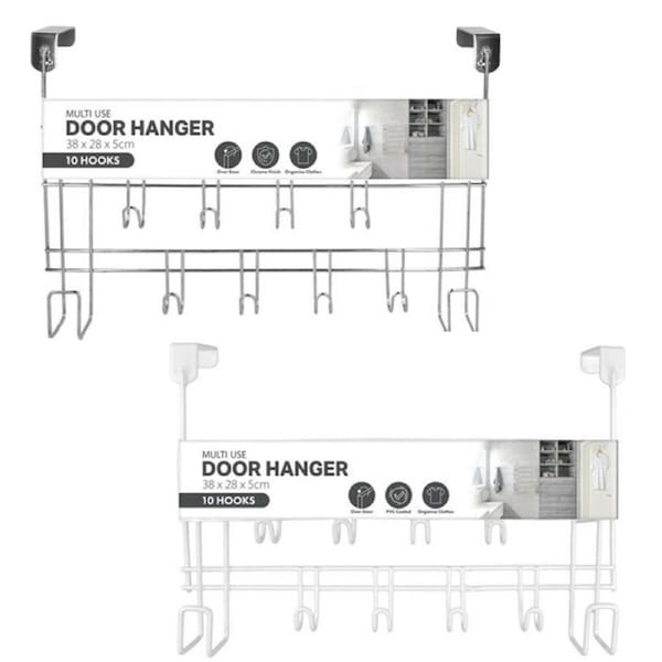 Ozoffer Over The Door Home Bathroom Hat Coat Towel Hanger 10 Hooks Holder Storage Rack