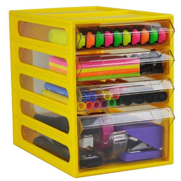 4-Tier Office Cabinet Storage Station Drawer Home Stationary Box - Banana