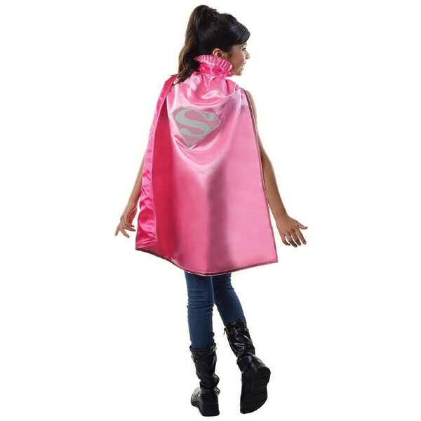 DC Comics Warner Bros Supergirl Satin Cape Kids 6+ Girls Party Costume Pink
