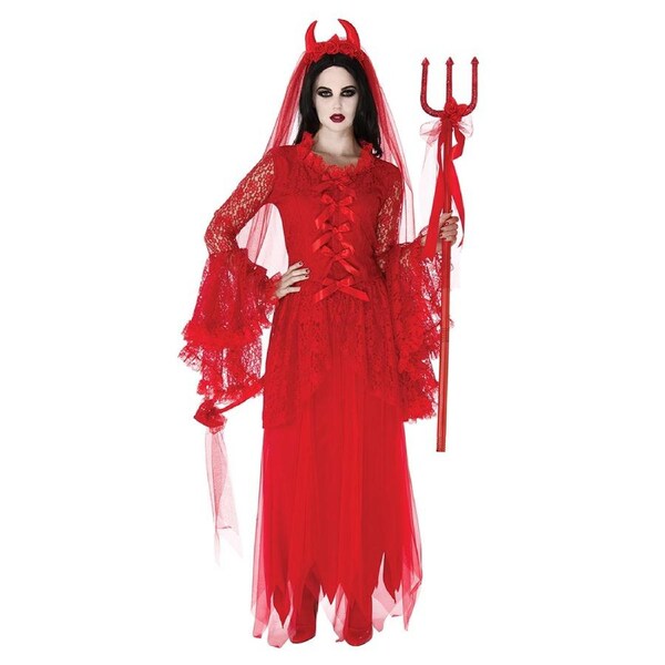 Villainous Veil Women Headpiece Adult Scary Dress Up Party Head Costume Red