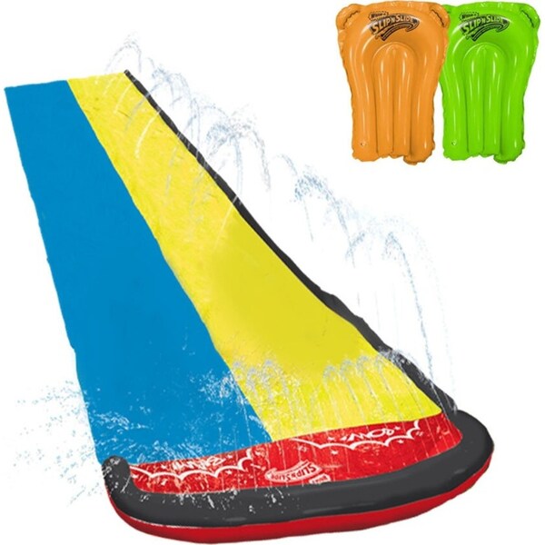Wham-O 16ft Wave Rider Double Sliding Lane Backyard Water Slide Kids Toy 5-12y