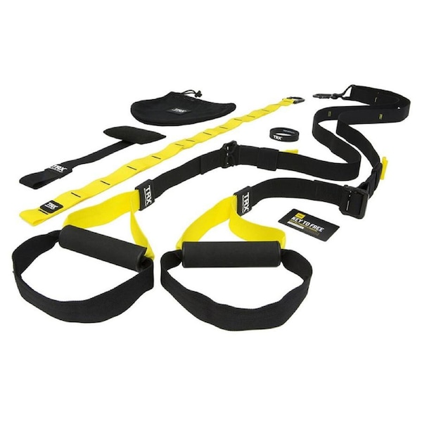 Trx Strong Suspension Trainer Home Exercise Kit w/ Straps/Door Anchor/Mesh Bag