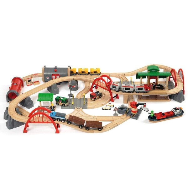 87pc Brio Deluxe Passenger/Freight Train Railway Set Kids Educational Toy 3y+