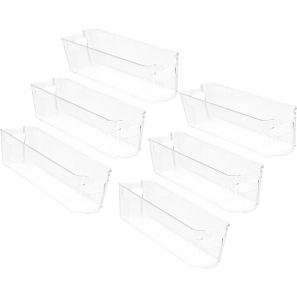 6x Boxsweden Crystal 37x11cm Stackable Basket Container Fridge/Pantry Organiser