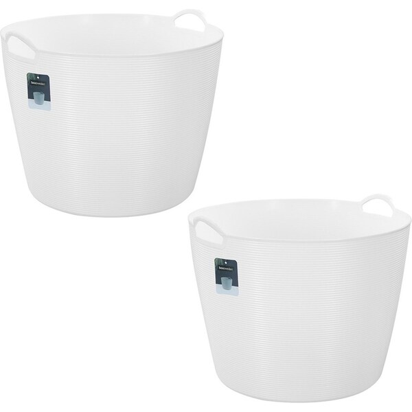 2x Boxsweden Decor 42L Flexible Round Tub Storage Basket Home Organiser Asst