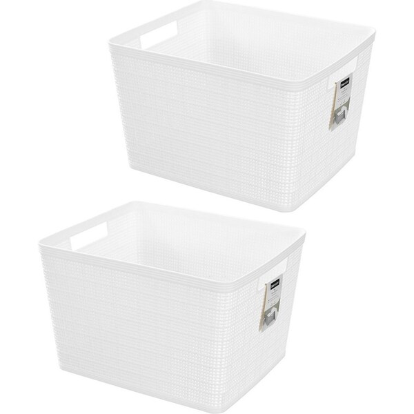 2x Boxsweden Ivy Weave 34.5cm Basket Home Storage Organiser w/ Handles Asst