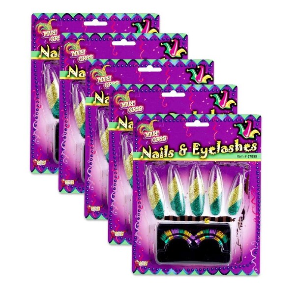 50pc Forum Novelties Mardi Gras False Nails And Lashes Set Costume Accessory Kit
