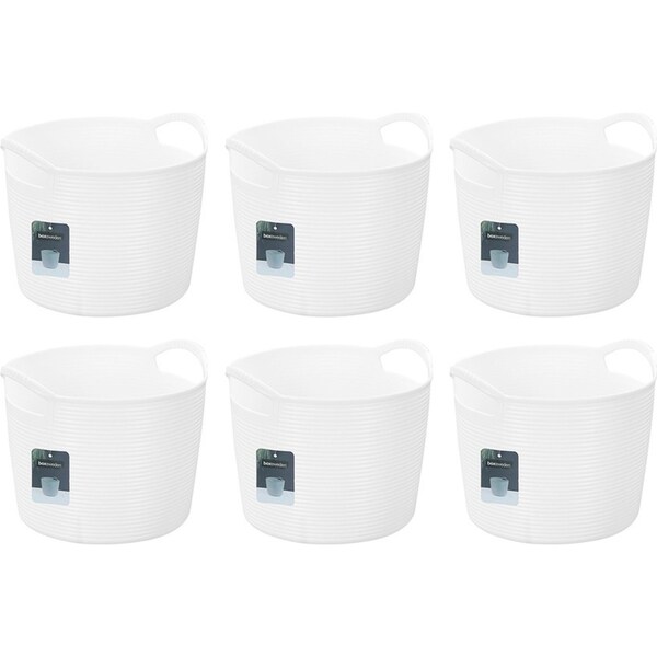 6x Boxsweden Decor 3L Flexible Round Tub Storage Basket Home Organiser Asst