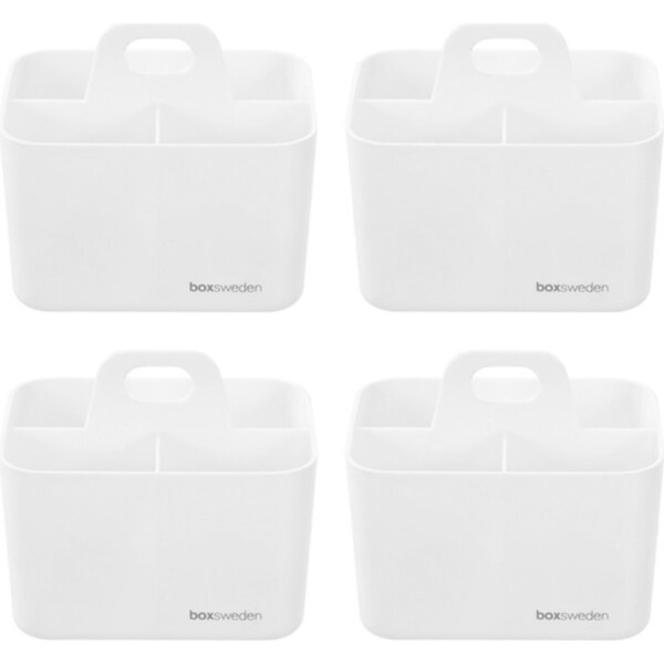 4x Boxsweden Caddo 3-Sec 15cm Stackable Storage Organiser w/ Carry Handle Asst