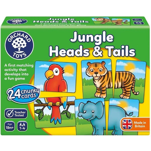 24pc Orchard Toys Memory Game Jungle Heads & Tails Kids Activity Play Toy 18m+