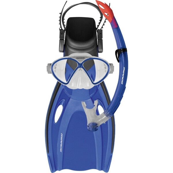 3pc Mirage Kids Junior Swmming Silitex Fins/Mask/Snorkel Set Comet Small Blue