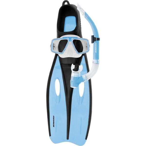 3pc Mirage Challenger Swimming Adult Mask/Snorkel/Flipper Set Sky Blue Medium