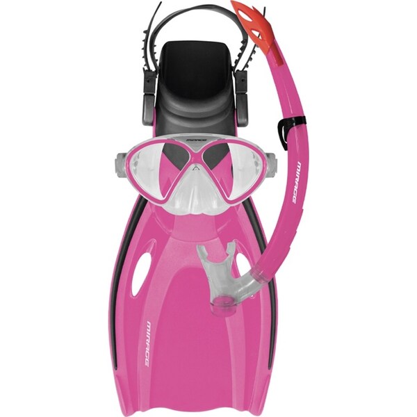 3pc Mirage Kids Junior Swmming Silitex Fins/Mask/Snorkel Set Comet Small Pink