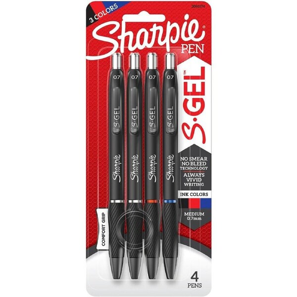Sharpie Gel Retractable 0.7mm Gel Pen 4 Pack