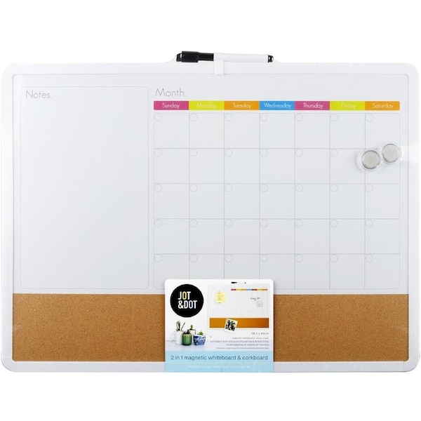 Jot & Dot Combo Magnetic Whiteboard Corkboard