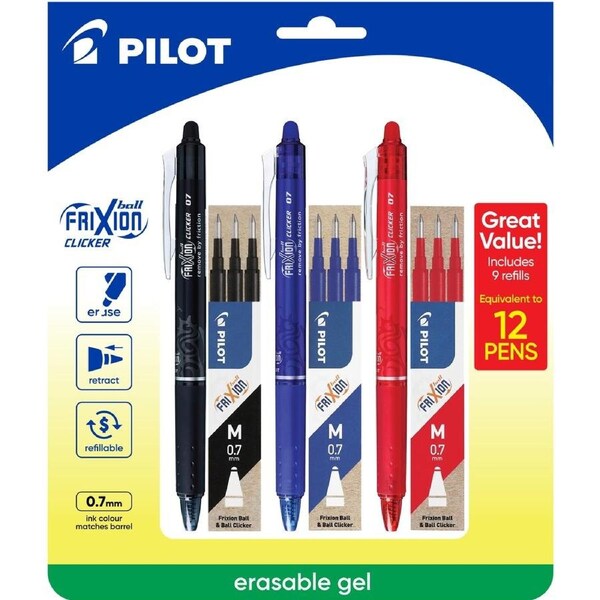 Pilot Frixion Retractable Clicker 12 Pack
