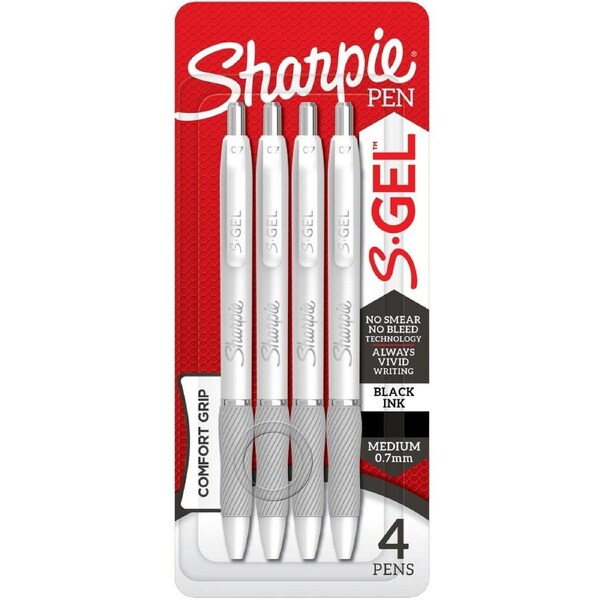 Sharpie S-Gel Retractable Gel Pen 0.7mm 4 Pack - Black