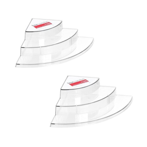 2 x Corner Shelf Organiser 3 Tier Kitchen Spice Jar Storage Rack Holder 36.5CM