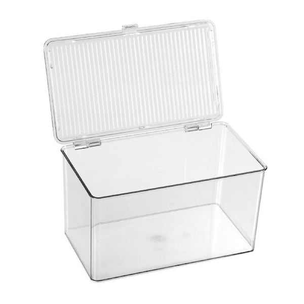 Clear Acrylic Storage Box Hinged Lid Case Jewellery Organiser Container L