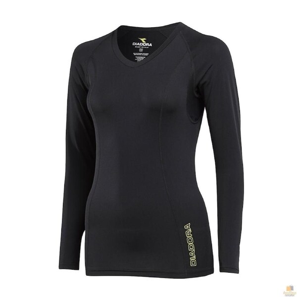 DIADORA Ladies Compression Sports Thermal Long Sleeve Tee Top T Shirt - Black 16