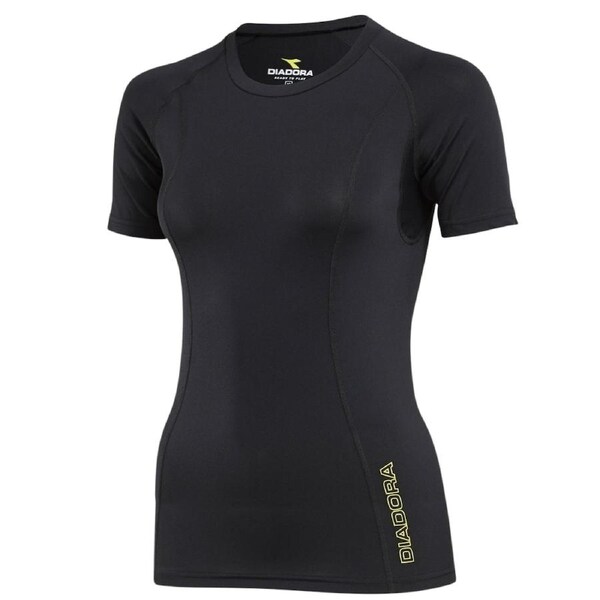 DIADORA Ladies Womens Compression Short Sleeve Top Fitness Gym Yoga - Black 14