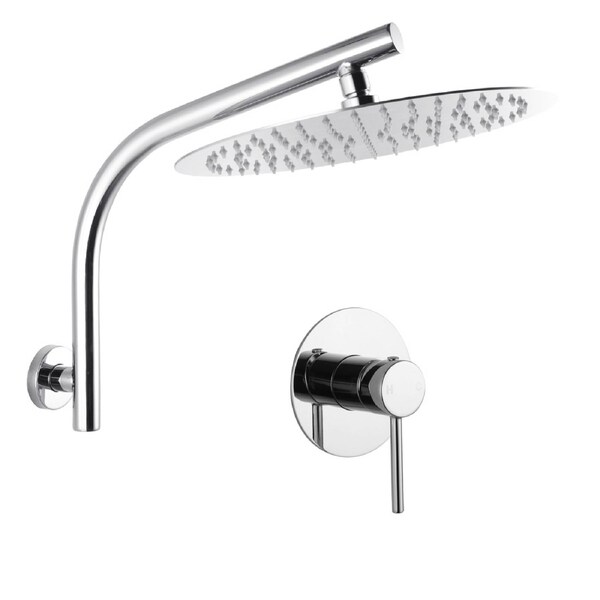 Chrome Bath Round 12'' Ultrathin Stainless Steel Rainfall Shower Head Rose Set Gooseneck Wall Arm Mixer Tap WELS WATERMARK