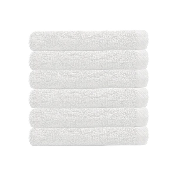 6pc Bambury Commercial Chateau 33x33cm Soft Cotton Face Washer/Towel Set White