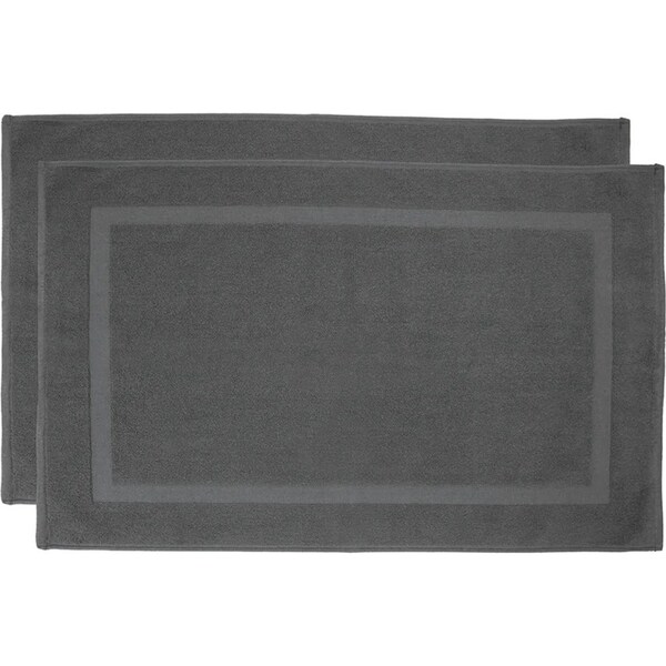 2pc Bambury Commercial Chateau 50x75cm Cotton Bath/Shower Floor Mat Charcoal