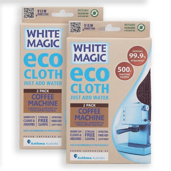 2x 2pc White Magic 32x32cm Eco Cleaning Cloth Absorbent For Coffee Machine Brown