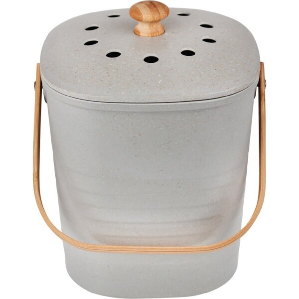 Eco Basics Kitchen 6L Compost Waste Bin Container Bucket w/Liners/Filter Granite