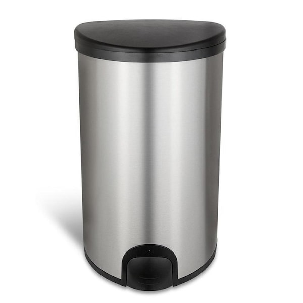 White Magic 50L Smart Bin Toe Tap Rubbish Can Foot Pedal Trash Container Silver