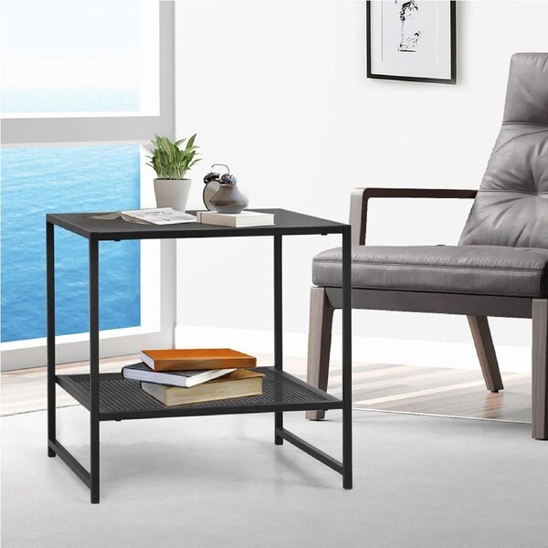 Levede 2-Tier Side Table - Black 51x51x51cm