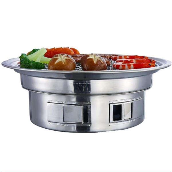Korean Style Table Charcoal Portable BBQ Grill Camping Outdoor Stainless 34.6cm