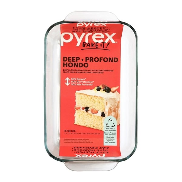 Pyrex Deep Glass Baking Dish 7" x 11"