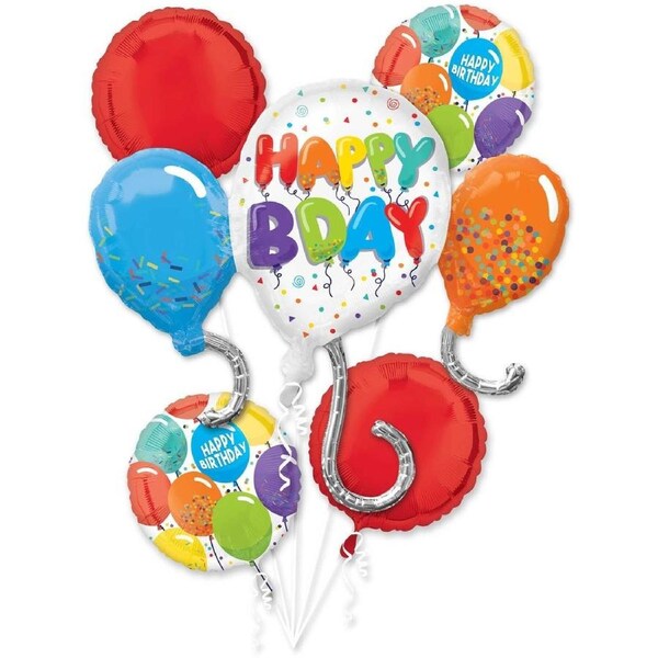 Birthday Celebration Foil Balloon Bouquet 5 Pieces