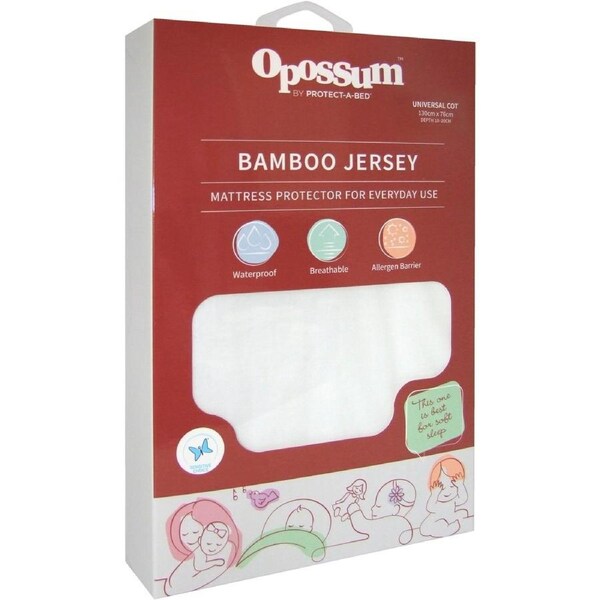 Opossum Bamboo Jersey Waterproof Mattress Protector - Universal Cot