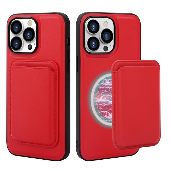ZUSLAB iPhone 14 Pro Case, Magnetic Detachable Card Holder Wallet Shockproof Heavy Duty Protective Cover for Apple (2022) - Red
