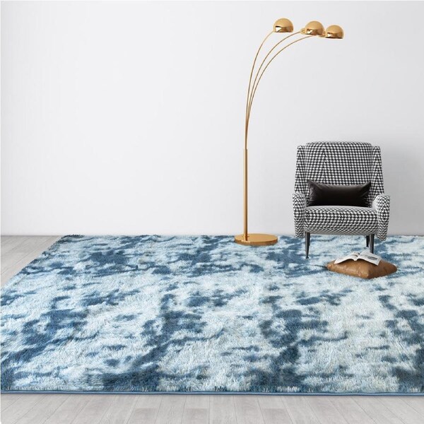 200x300cm Large Floor Soft Blue Fluffy Rug – Modern Area Carpet for Bedroom & Lounge