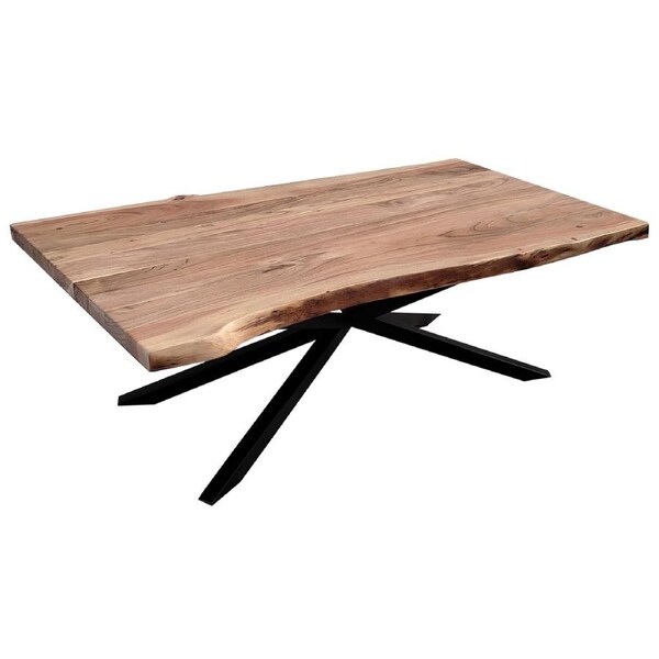 Lantana Coffee Table 130cm Live Edge Solid Acacia Timber Wood Metal Leg -Natural