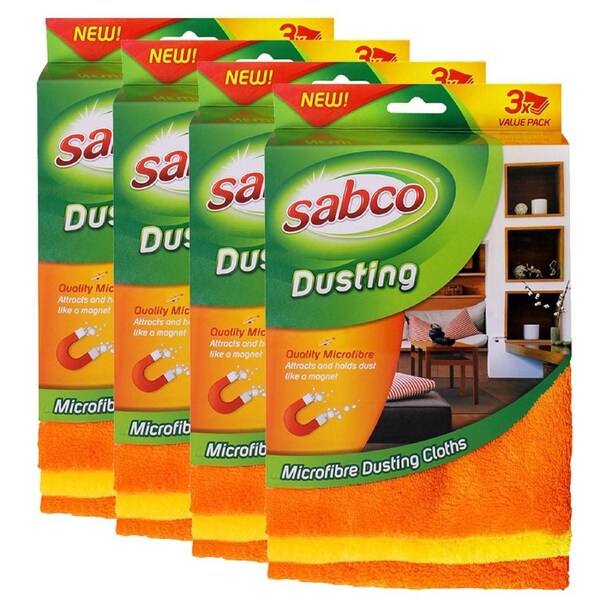 12x Sabco Cleaning 30x40cm Microfibre Dusting Cloth Kitchen/Home Surface Cleaner