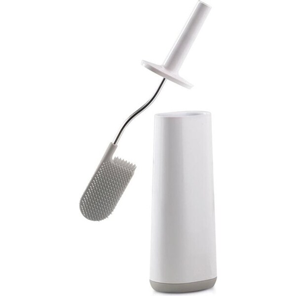 Joseph Joseph Flex Bathroom Toilet Cleaning Brush w/Holder/D Shaped Bristles WHT