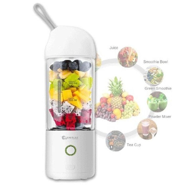 Sansai 400ml Portable Rechargeable 22.5cm To-Go Glass Blender w/ Micro USB WHT