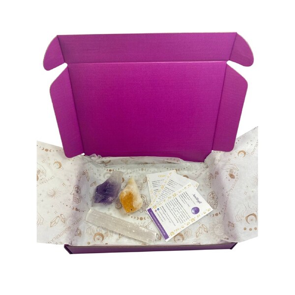 Amethyst & Citrine Points with Selenite Wand Gift Set