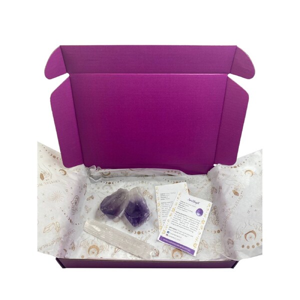 Amethyst Points with Selenite Wand Gift Set